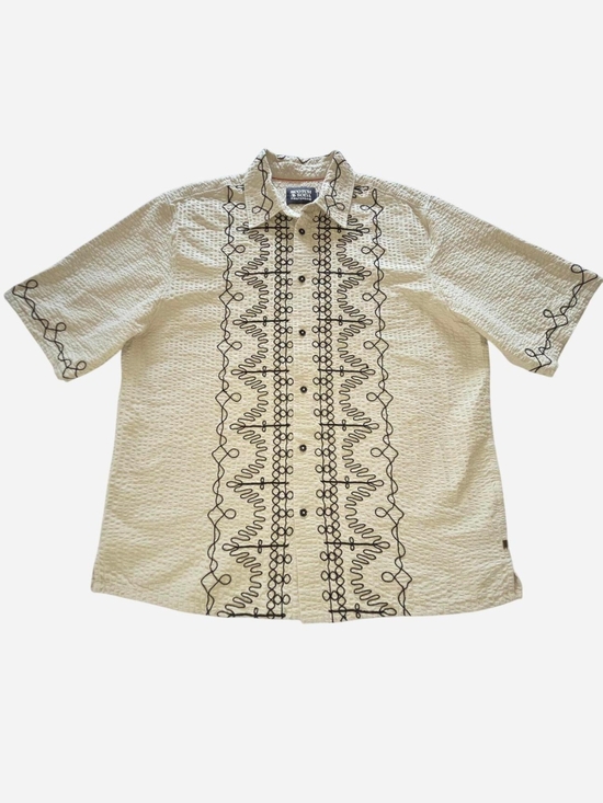 Scotch & Soda Other - Scotch & Soda Oversize Embroidered Cotton Seersucker Button Up Shirt Size L